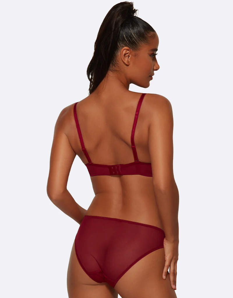Gossard Glossies Lace Sheer Bra Bordeaux - Image 6