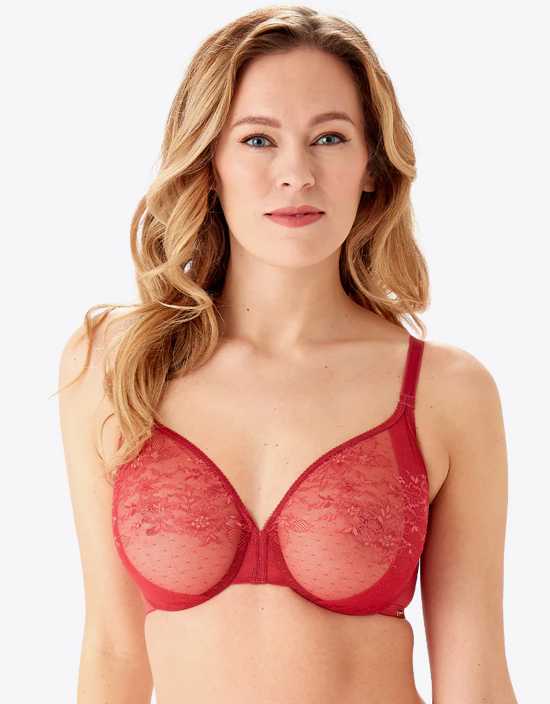Gossard Glossies Lace Sheer Bra Raspberry - Image 4