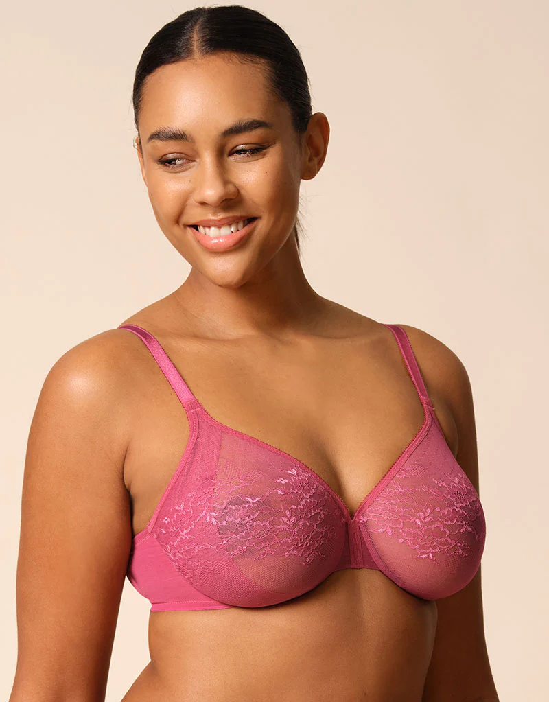 Gossard Glossies Lace Sheer Bra Rose Pink - Image 4