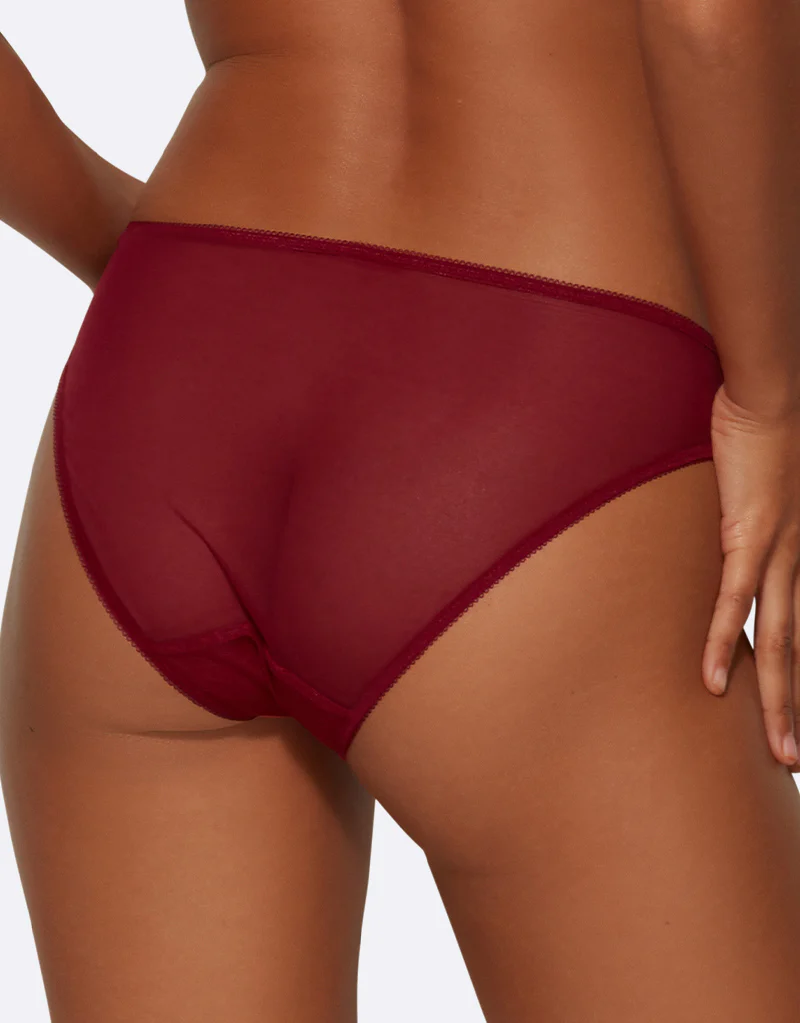 Gossard Glossies Lace Sheer Brief Bordeaux - Image 2