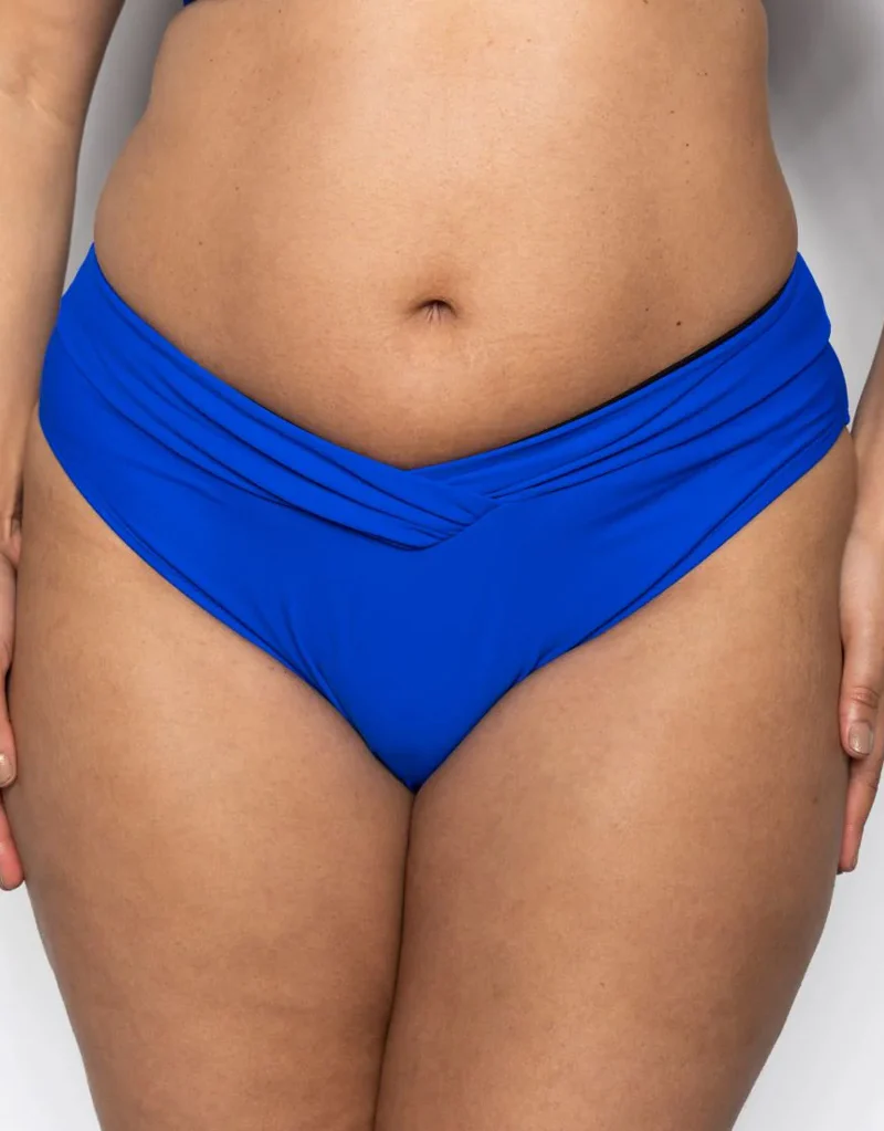 Ivory Rose V Front Bikini Bottom Cobalt