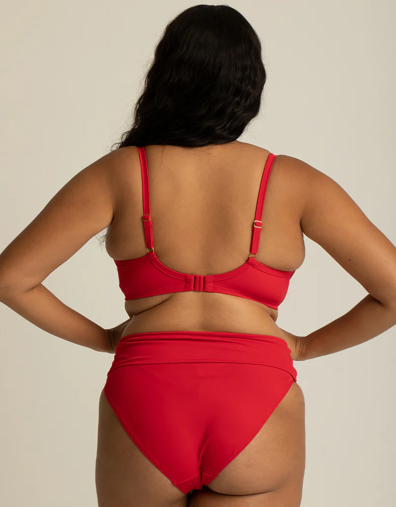 Miss Mandalay Boudoir Beach Fold Over Brief Crimson - Image 4