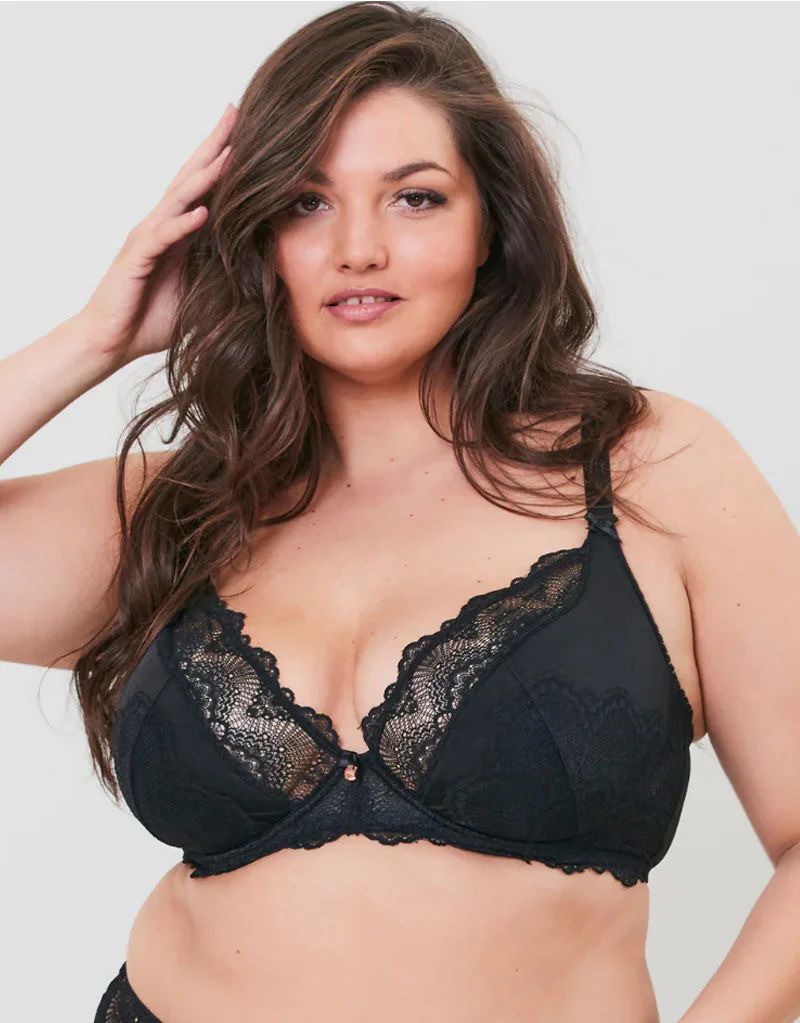 Oola Fan Lace Half Cup Bra Black - Image 3
