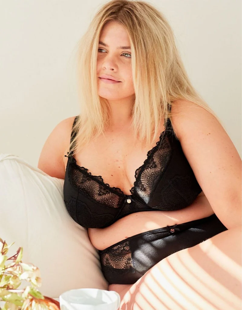 Oola Fan Lace Half Cup Bra Black - Image 7