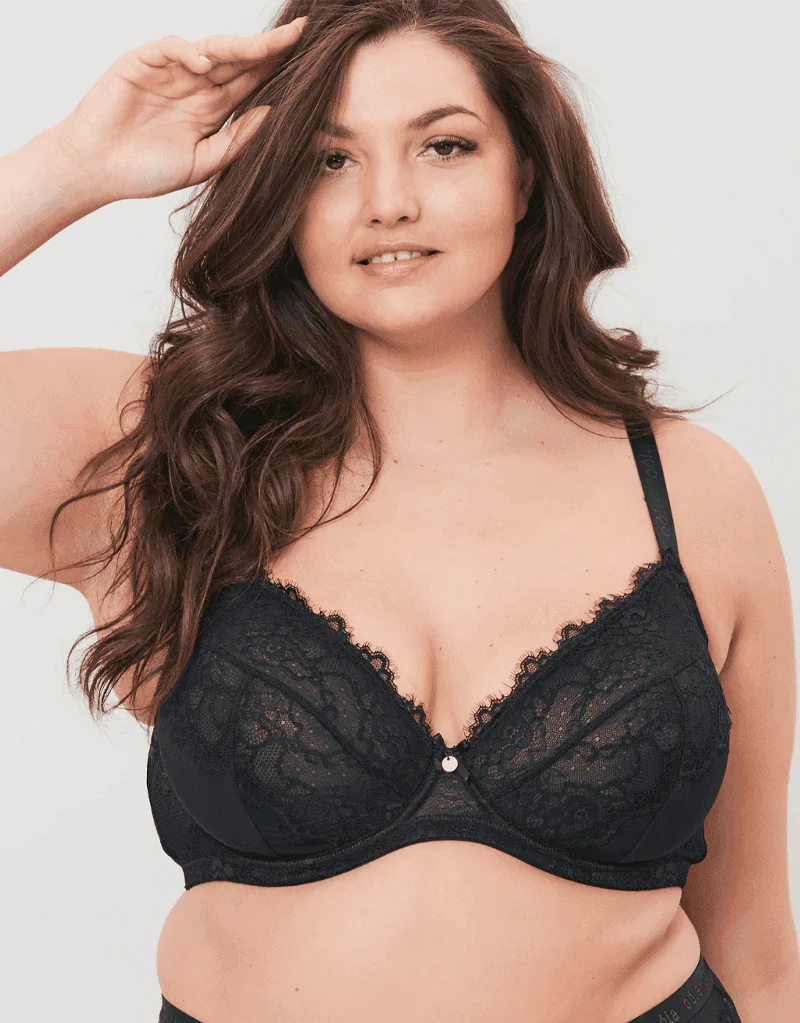 Oola Lace & Logo Balconette Bra Black - Image 3