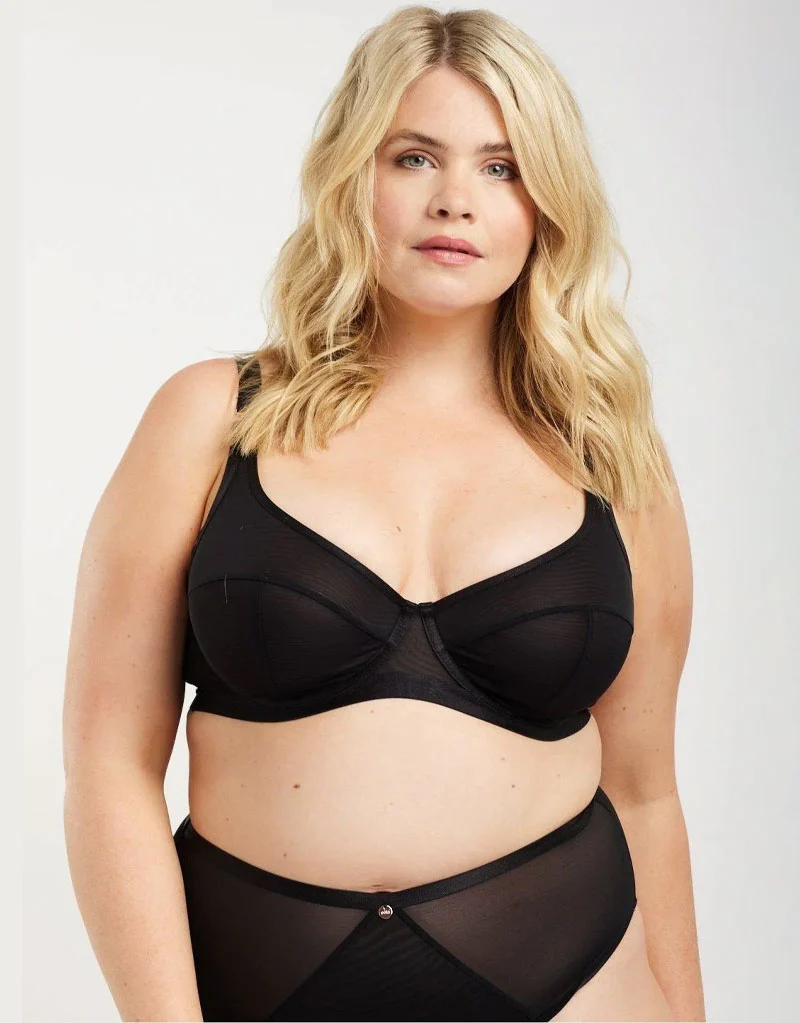 Oola Soft Mesh High Apex Balcony Bra Black