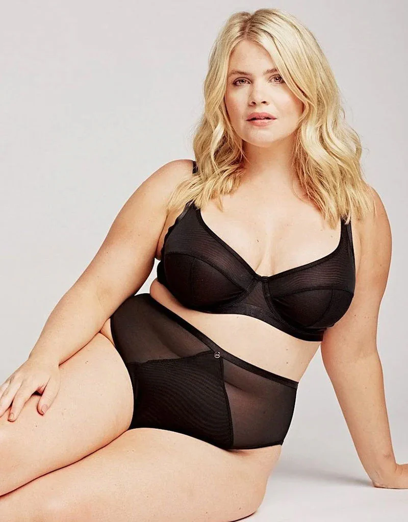 Oola Soft Mesh High Apex Balcony Bra Black - Image 2