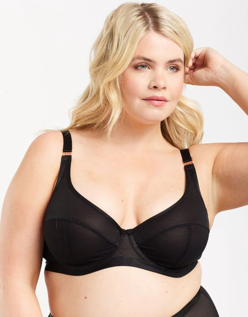 Oola Soft Mesh High Apex Balcony Bra Black - Image 3