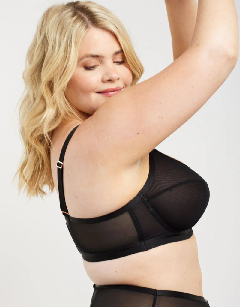Oola Soft Mesh High Apex Balcony Bra Black - Image 6