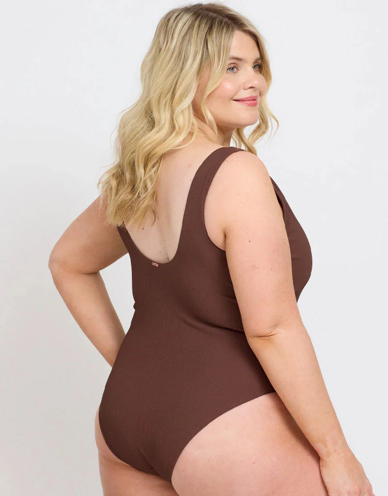 Oola Tummy Control Hidden Wire Swimsuit Chocolate Brown - Image 6