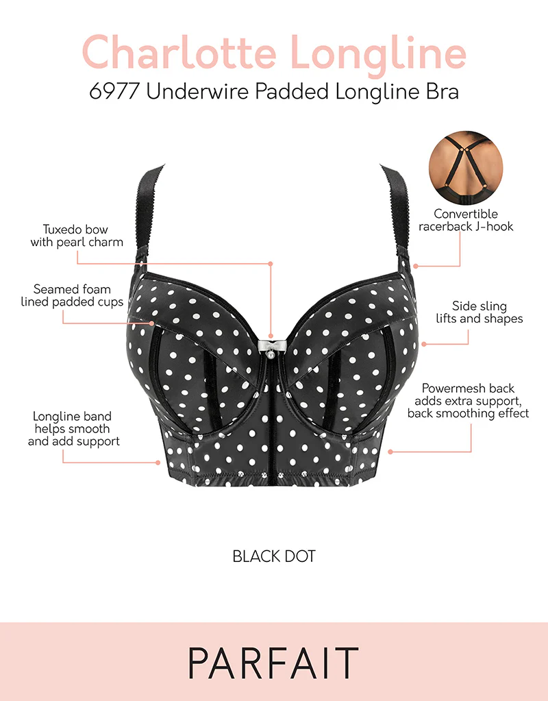 Parfait Charlotte Longline Bra Black Dot - Image 8