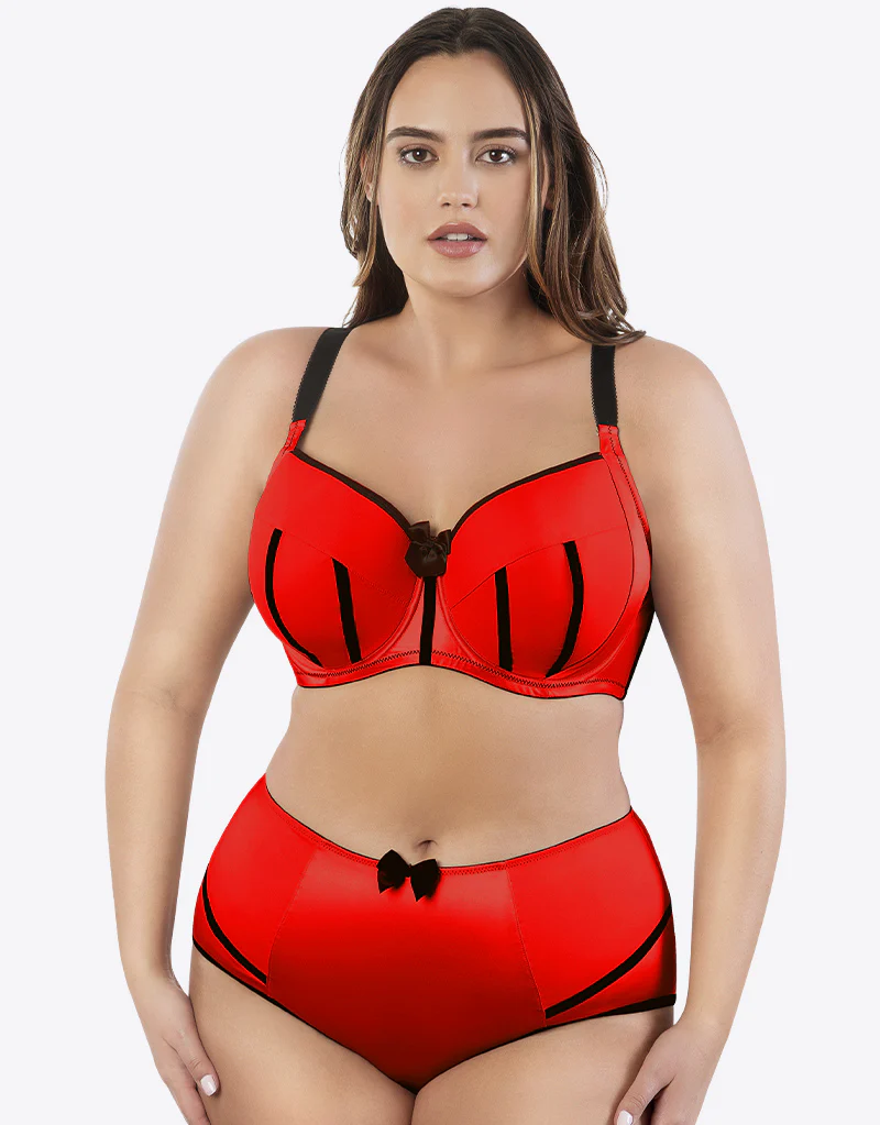 Parfait Charlotte Padded Balconette Bra Racing Red/Black - Image 2