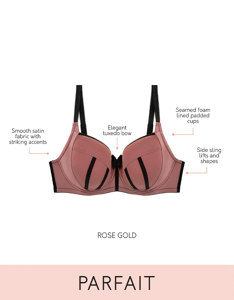 Parfait Charlotte Padded Balconette Bra Rose Gold/Black - Image 7
