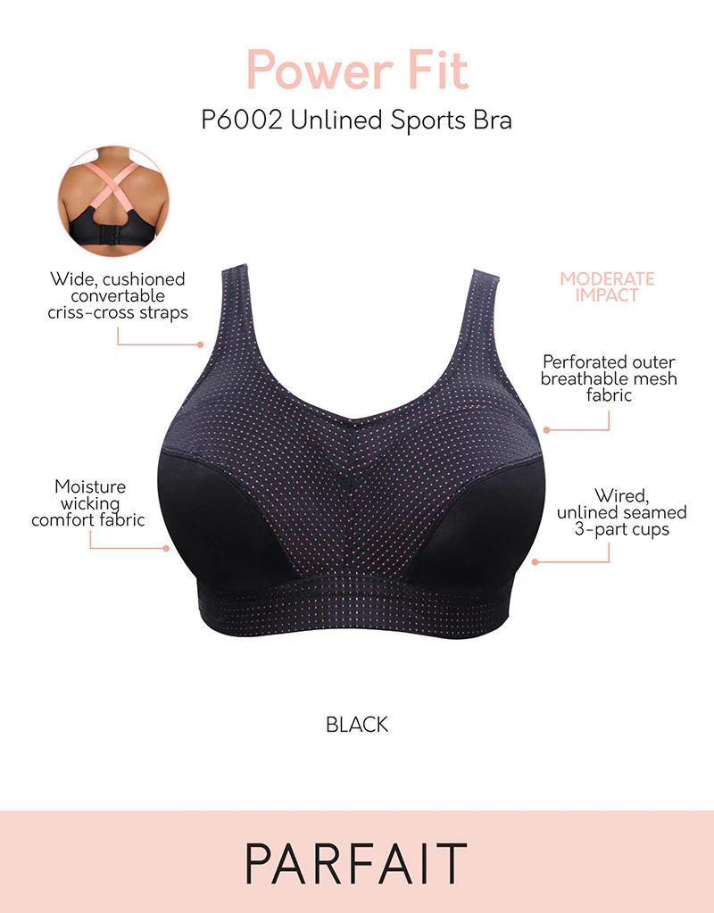 Parfait Power Fit Wired Sports Bra Black/Pink - Image 3