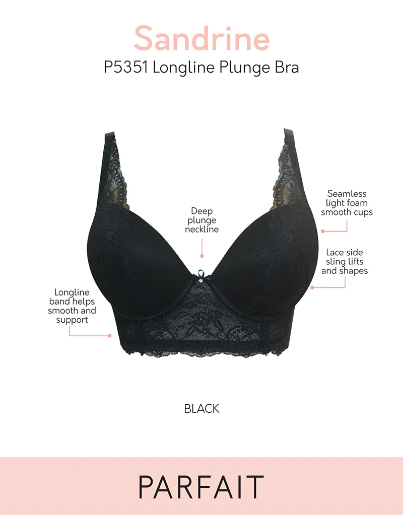 Parfait Sandrine Longline Plunge Bra Black - Image 3