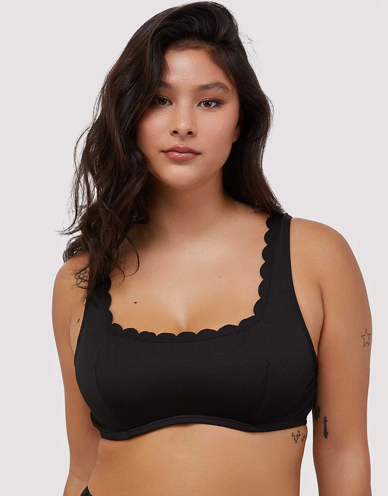 Peek & Beau Sophia Scallop Crop Bikini Top Black - Image 3
