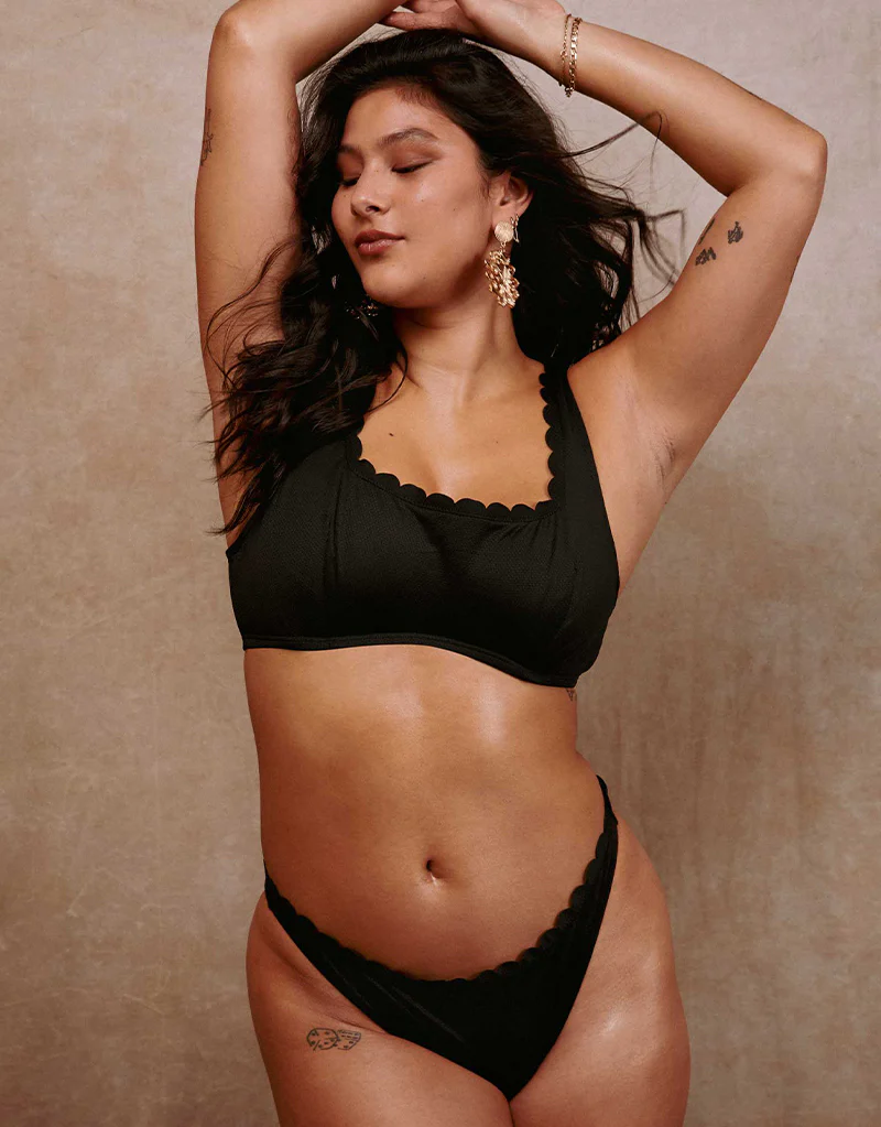Peek & Beau Sophia Scallop Crop Bikini Top Black - Image 6