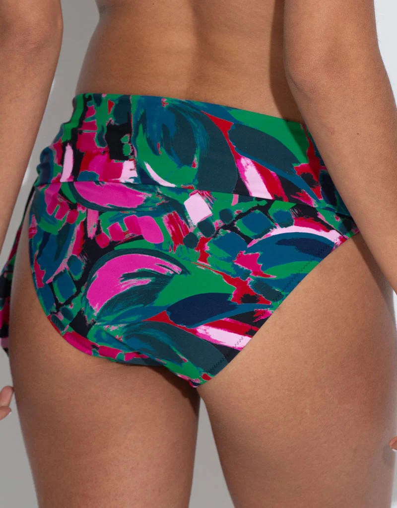 Pour Moi Heatwave Fold Over Bikini Brief Black Multi Print - Image 2
