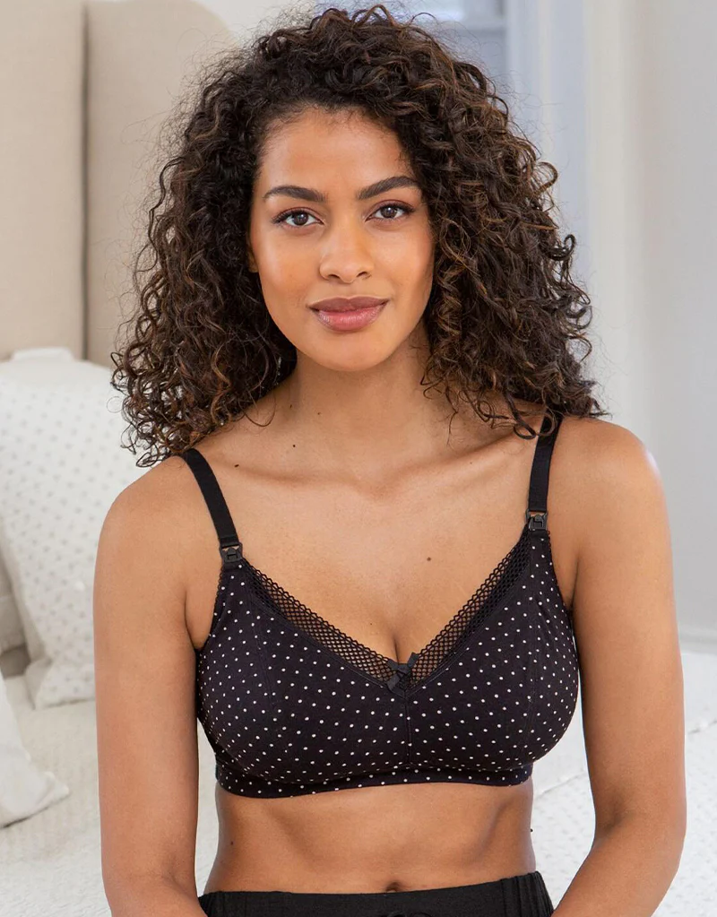 Pour Moi Love to Lounge Cotton Nursing Bra Black/White Spot - Image 3