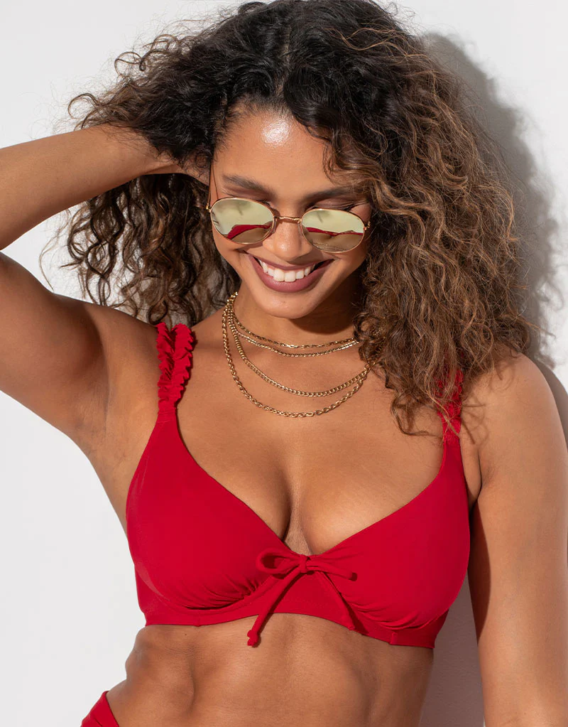 Pour Moi Ocean Breeze Plunge Bikini Top Red - Image 3