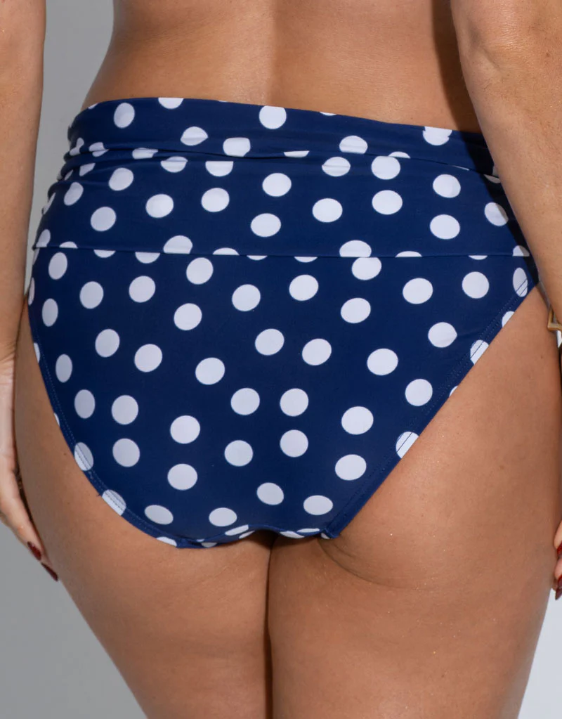 Pour Moi Santa Monica Fold Over Bikini Brief Navy Blue/White Spot - Image 2