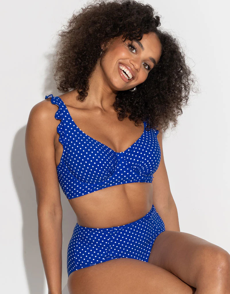 Pour Moi Sicily High Waist Control Bikini Brief Blue/White Spot - Image 3