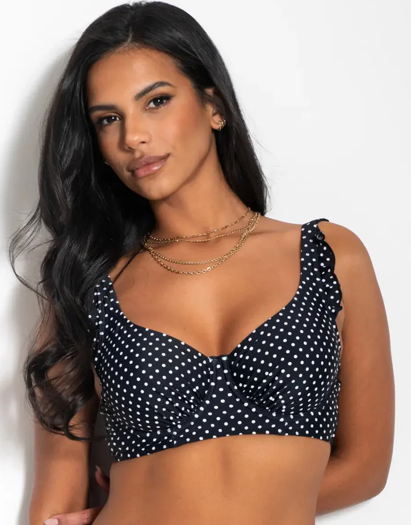Pour Moi Sicily Longline Bikini Top Black/White - Image 3