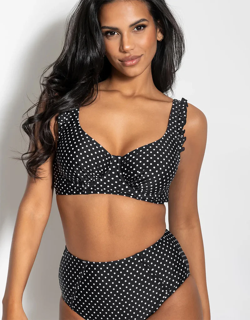Pour Moi Sicily Longline Bikini Top Black/White - Image 7