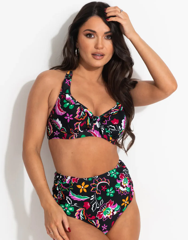 Pour Moi Sunshine High Waist Control Bikini Brief Black Multi - Image 3