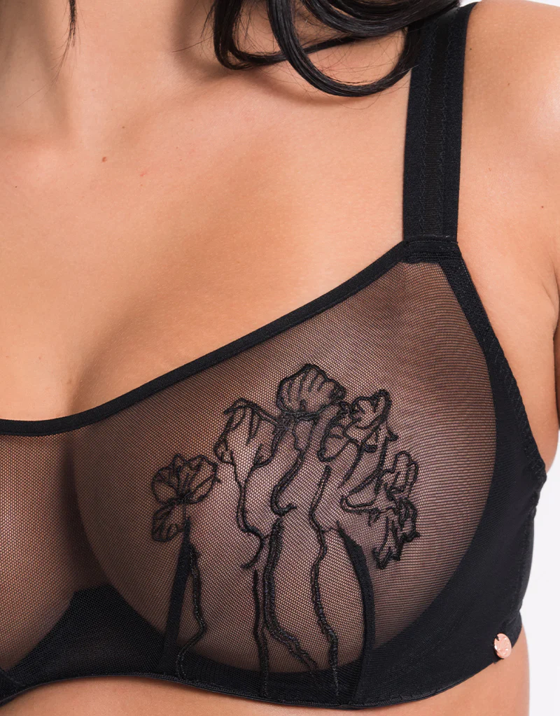 Scantilly Sheer Flora Bandeau Bra Black - Image 4