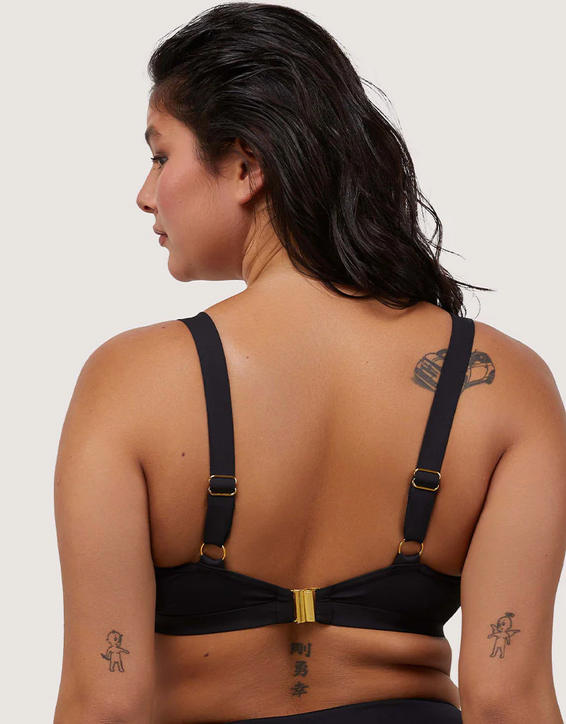 Wolf & Whistle Eloise Illusion Mesh Plunge Bikini Top Black - Image 5